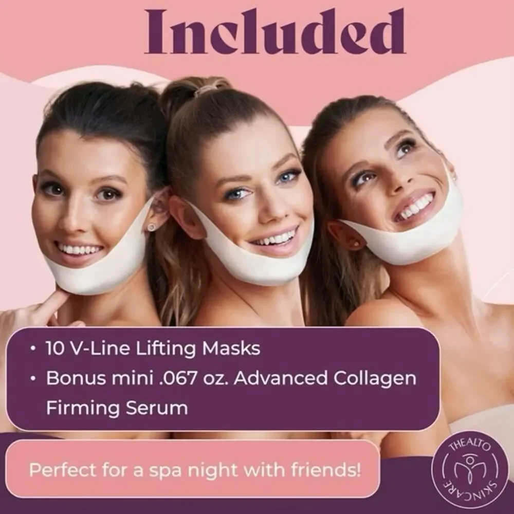 Thealto V Line Lifting Mask & Collagen Serum Set Double Chin Reducer Firming NEW